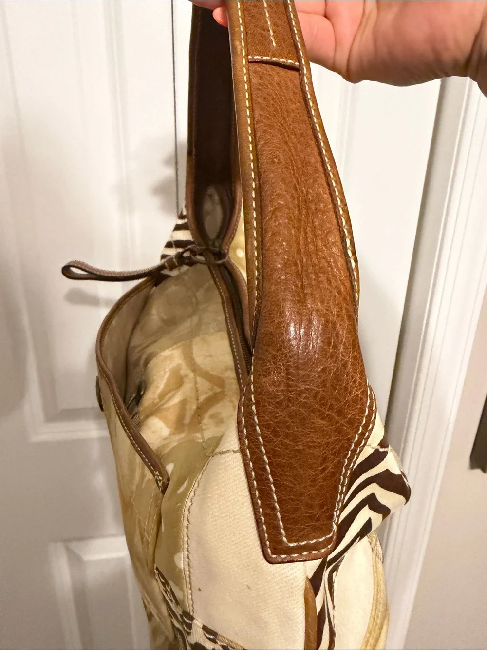 Coach Ergo Patchwork Leather Canvas Suede Hobo in Earth Tone Brown Color